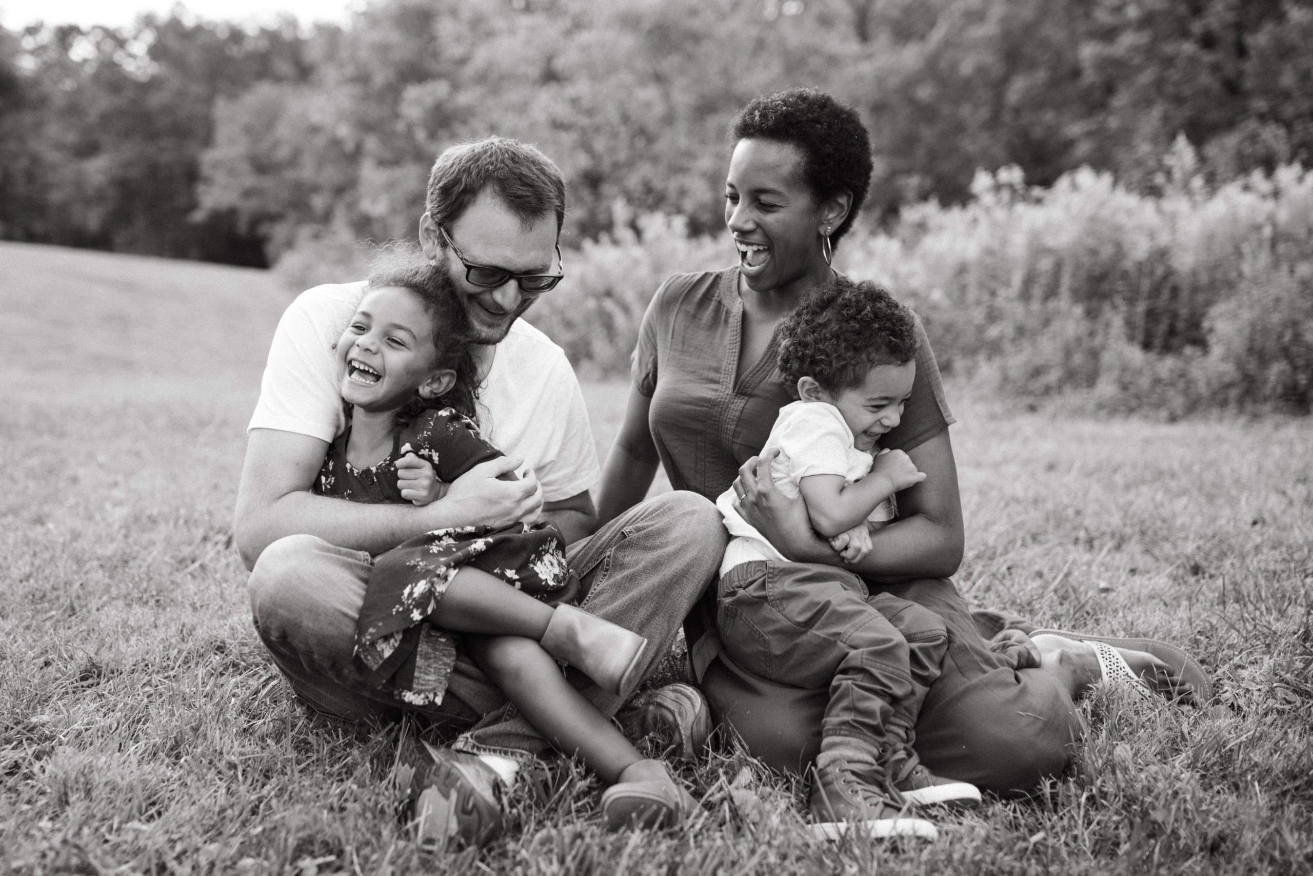 Cincinnati Family Photographer Lauren Neal Photography Mixed family laughing in Cincinnati, Ohio
